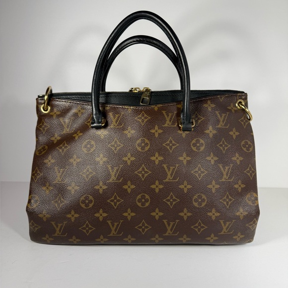 Louis Vuitton Pallas MM Monogram Black Leather Satchel Tote Crossbody w/Strap